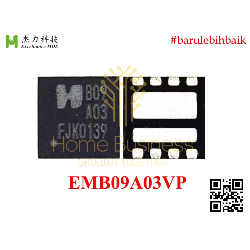 Mosfet EMB09A03VP EMB09A03 B09A03 B09 A03 Dual N Channel N-CH DFN 3X3 30V 16A