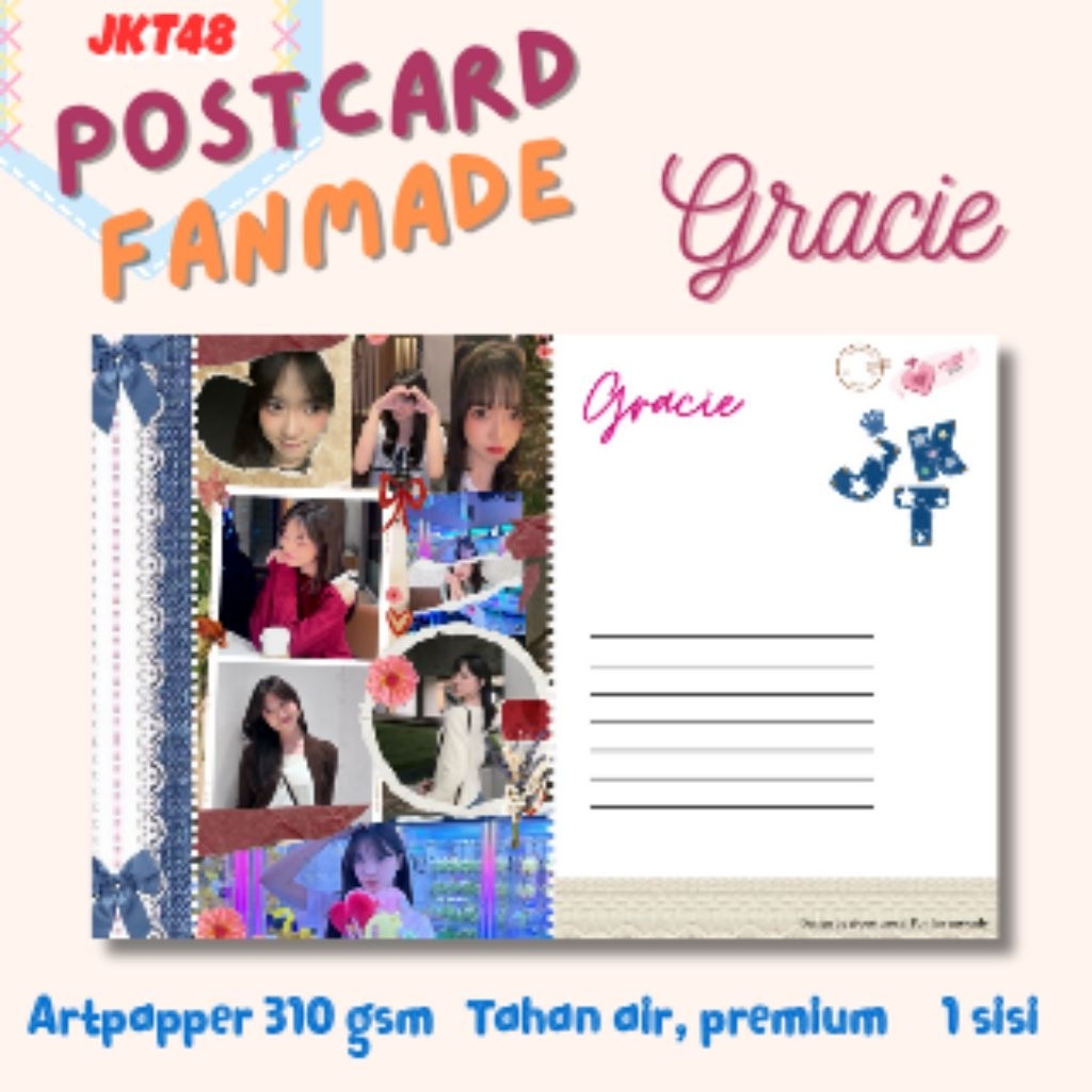 

Postcard Kartu Ucapan Fanmade JKT48 - GRACIE Series Koleksi Edisi Spesial – Doff Finish 310gsm