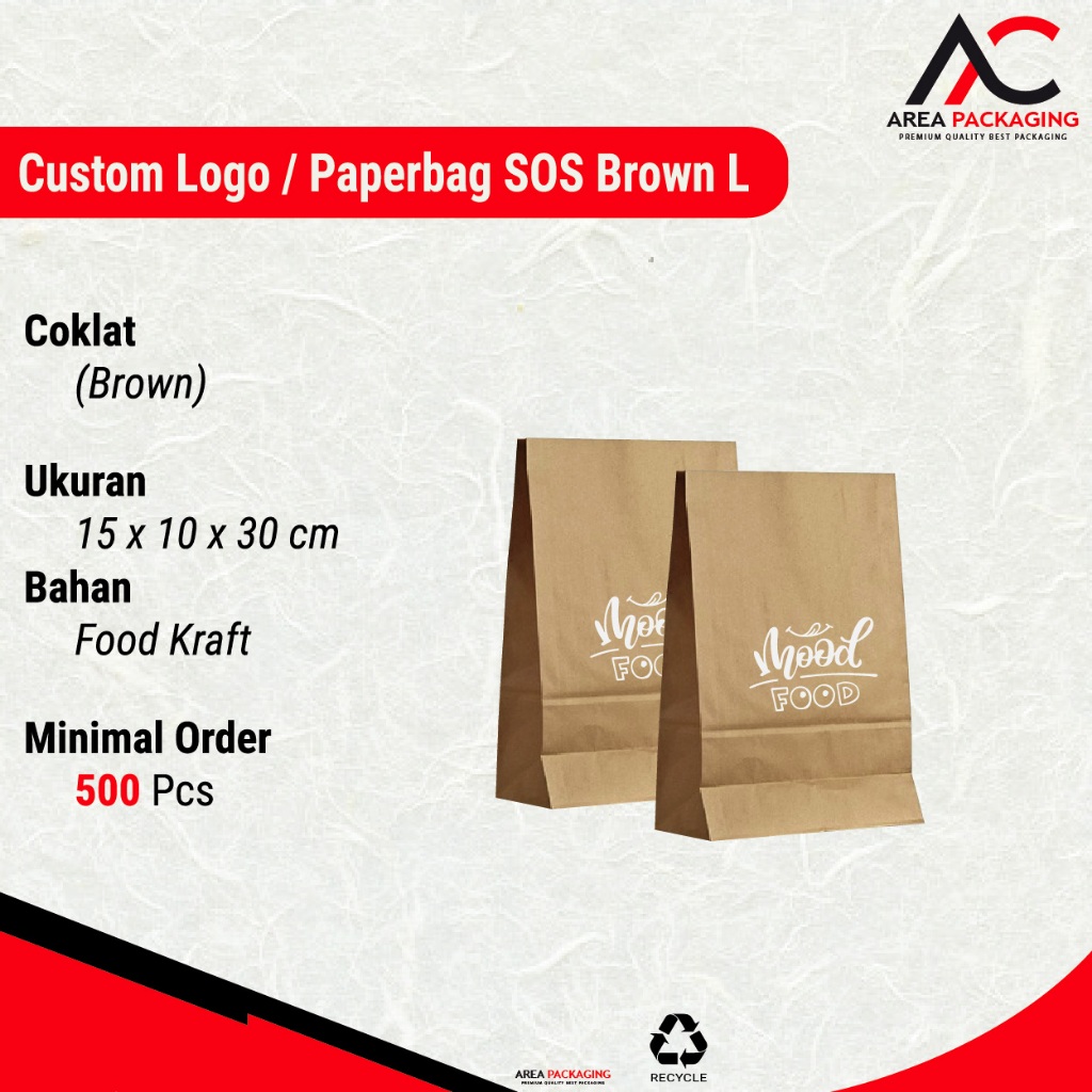 

PAPERBAG FOOD SOS (L) BROWN + CUSTOM LOGO