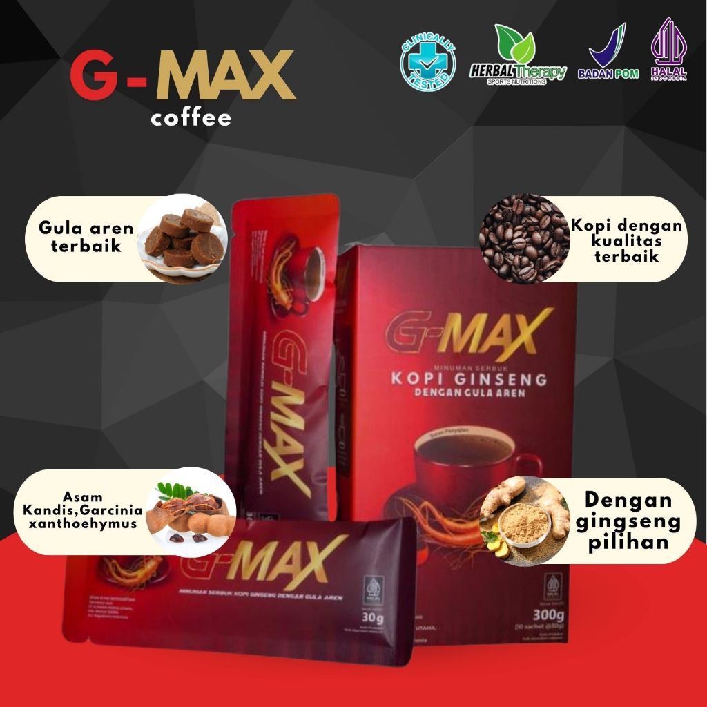 

G-MAX Kopi Stamina Kuat Pria ketahanan lebih lamaa Extra Gingseng Original BPOM Privasi Aman