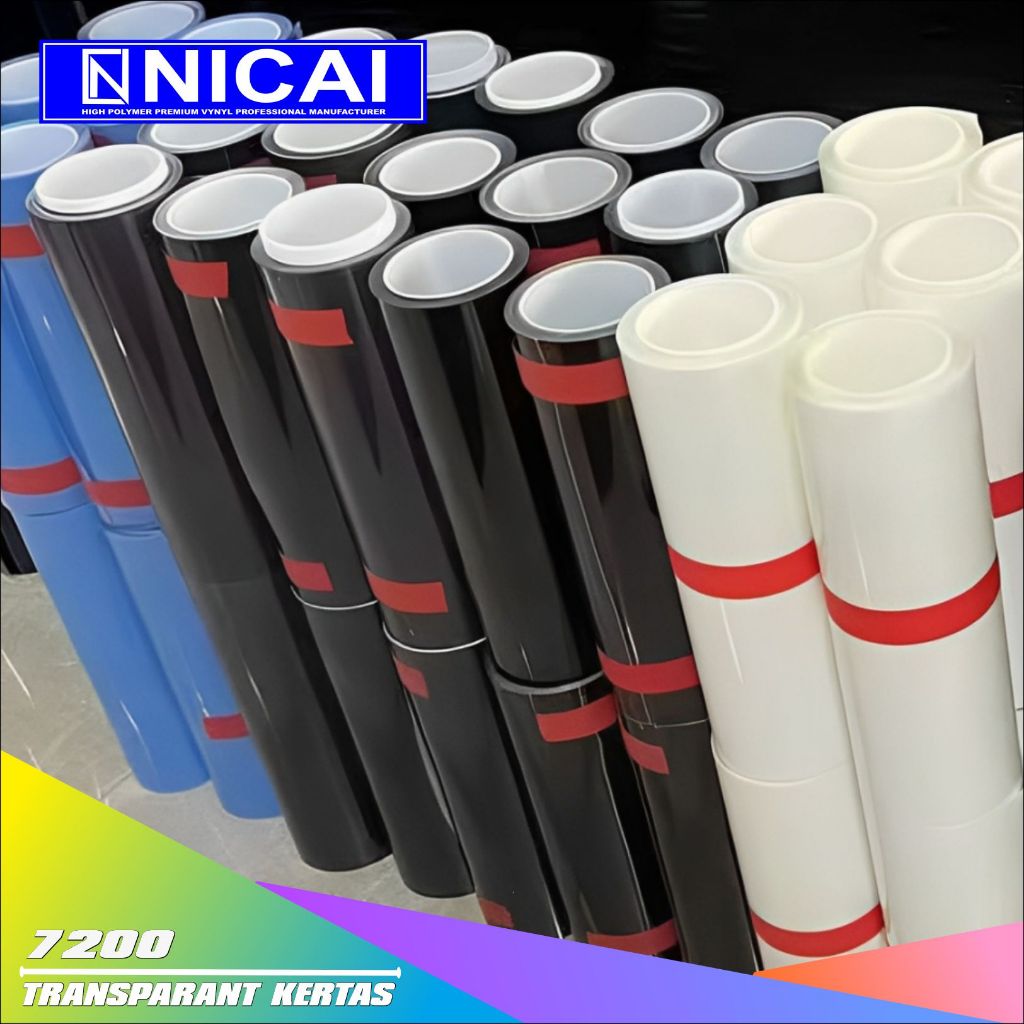 Stiker Skotlet Transparan Kertas NICAI Clear 7300 Transparan Bening Ice Blue Hitam Glossy [ROLL]
