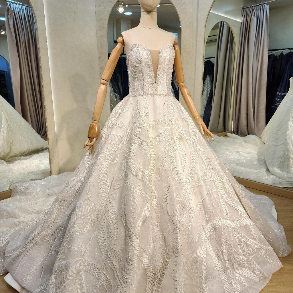 Gown Premium/Gaun Wedding/Pernikahan/Pesta Elegan Mewah Dress Wanita Warna White/Putih/Prewedding/Ga