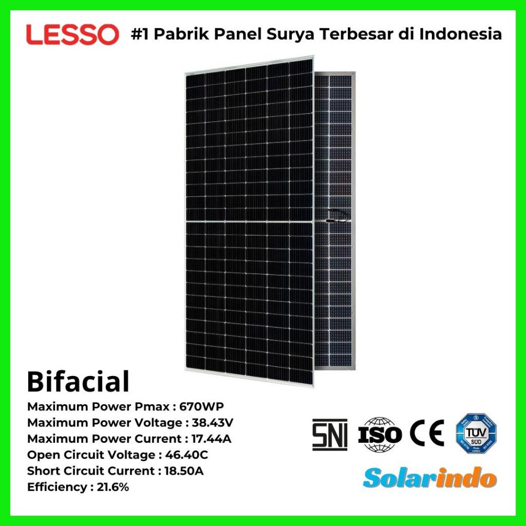 Solar Panel Surya Lesso / Bifacial Monokristalin 670WP Modul