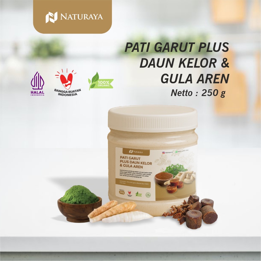 

Obat Herbal Asam Lambung Maagh GERD Paling Amph Pati Garut Daun Kelor Gula Aren Bubuk Alami Tanpa Pengawet - Naturaya 250g