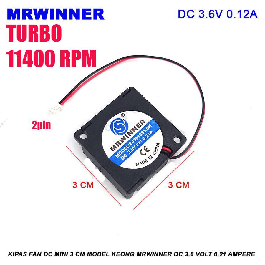 Kipas Fan DC Mini 3 cm Model Keong MRWINNER DC 3.6 Volt 0.21 A 5V USB turbo cooling fan pendingin st