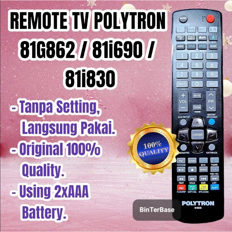 Remote remot TV Polytron 81G862 81i690 81i830 81i430 81i690M01 81G862M01 LED LCD Ori 100% Original b