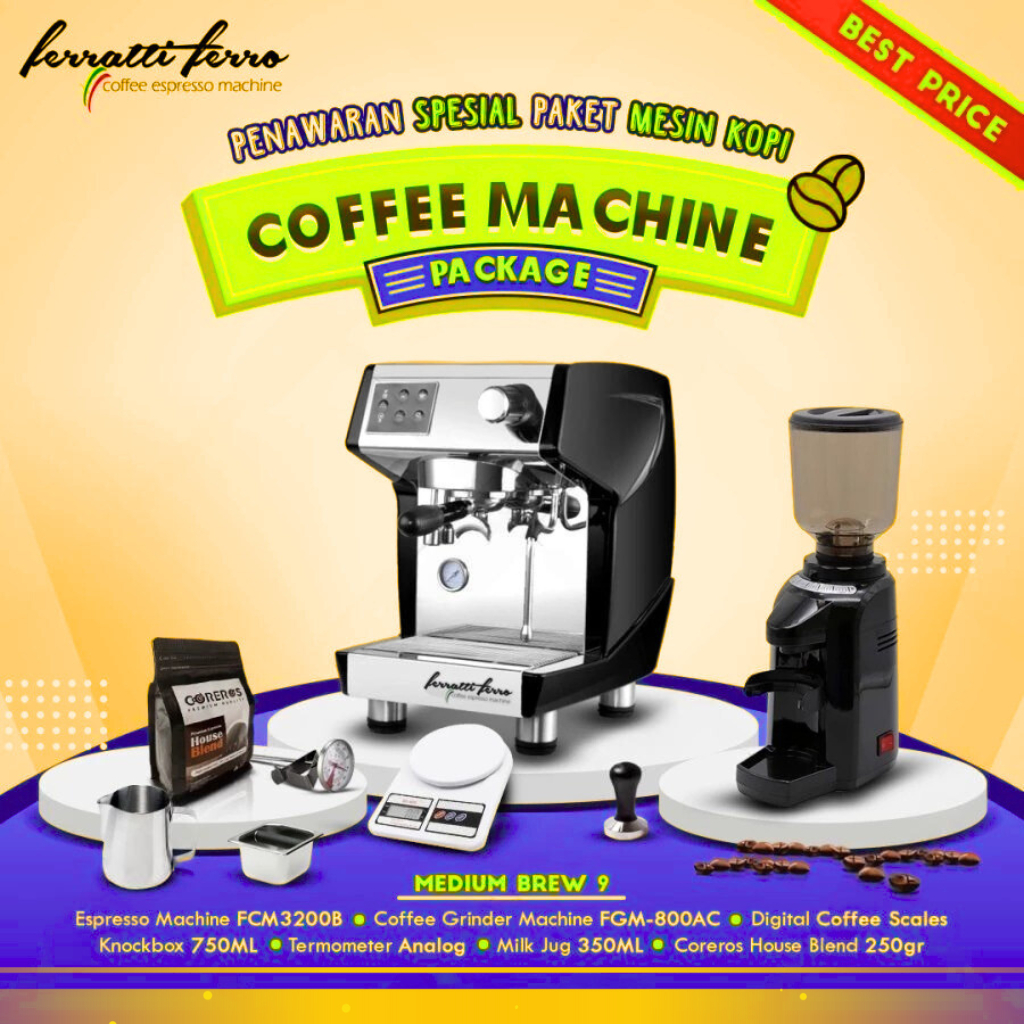 Paket Mesin Kopi Espresso / Mesin Kopi Ferratti Ferro - Medium Brew 9