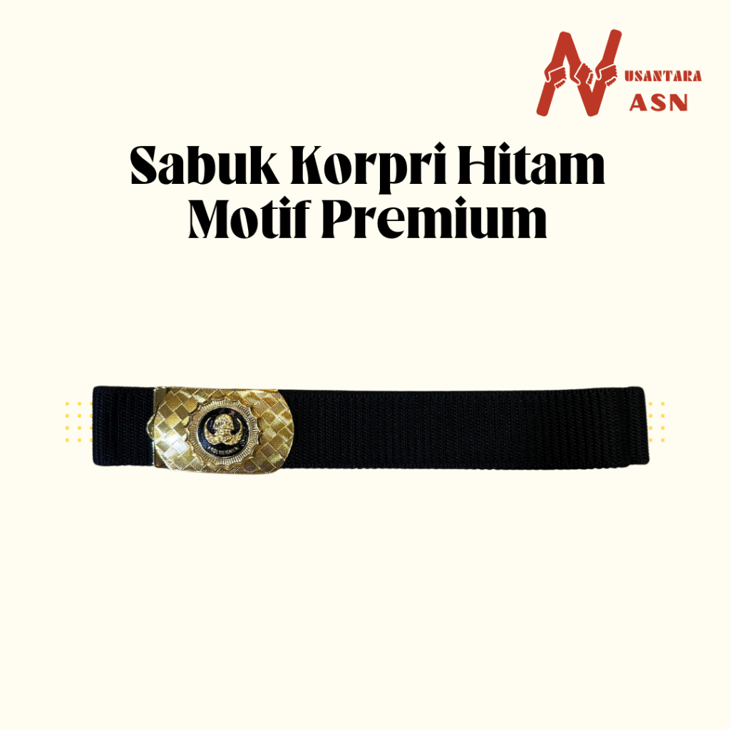 Sabuk Tali Ikat PInggang Korpri ASN PNS Hitam Golongan 2 Motif Premium