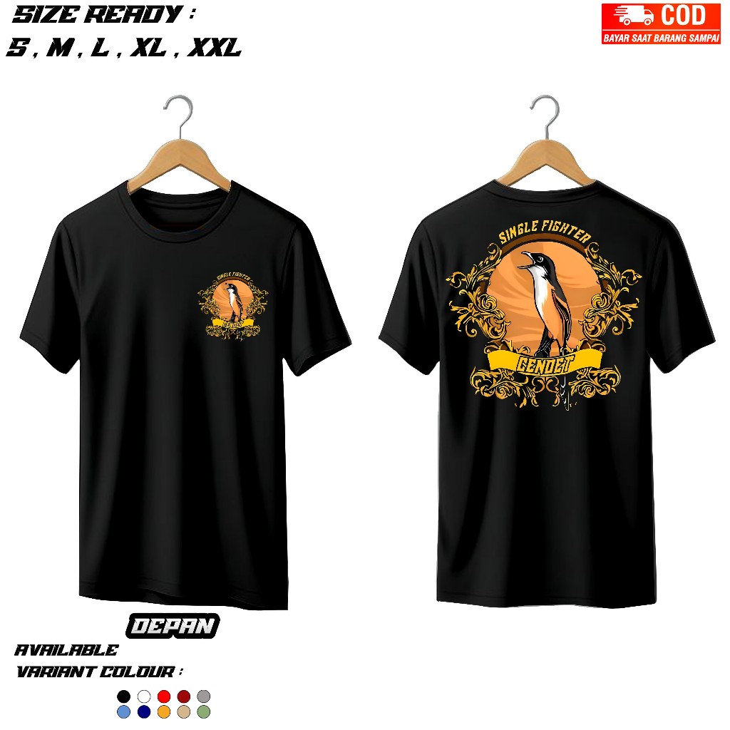 Kaos Single Fighter Cendet Sablon DTF// Kaos Burung Cendet