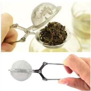 Saringan Teh Bumbu Rempah Stainless Steel Reusable Filter / Penyaring Teh Capit / Saringan Teh Bola 