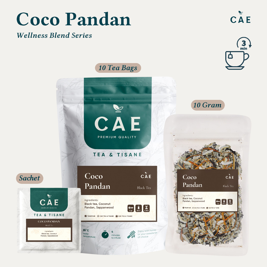

COCO PANDAN | Herbal Tea Blend Black Tea Coconut Pandan Sappanwood Premium 10 Gram