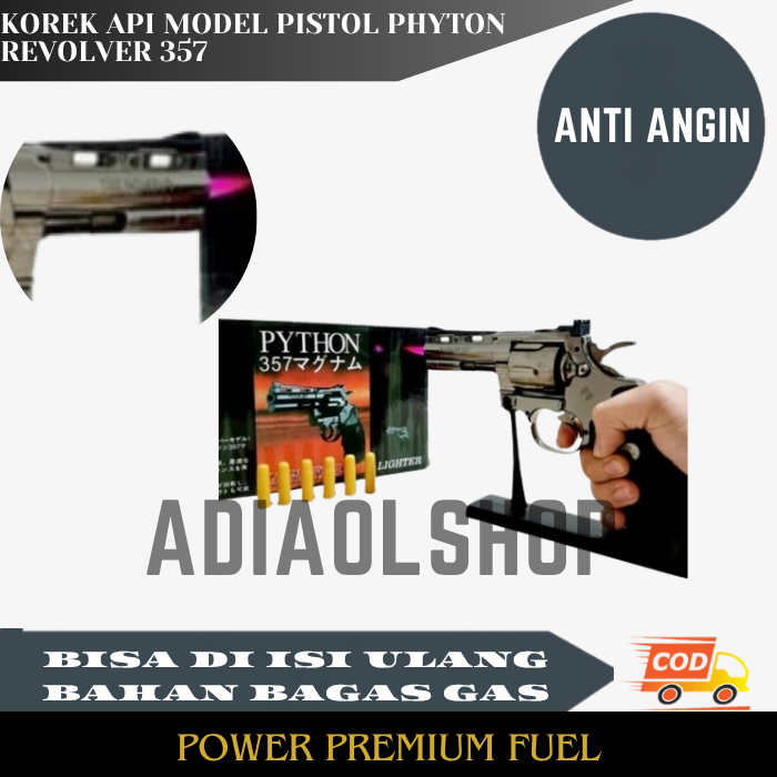 Renne Korek Api Gas Model Pistol Unik Jumbo Phyton 357
