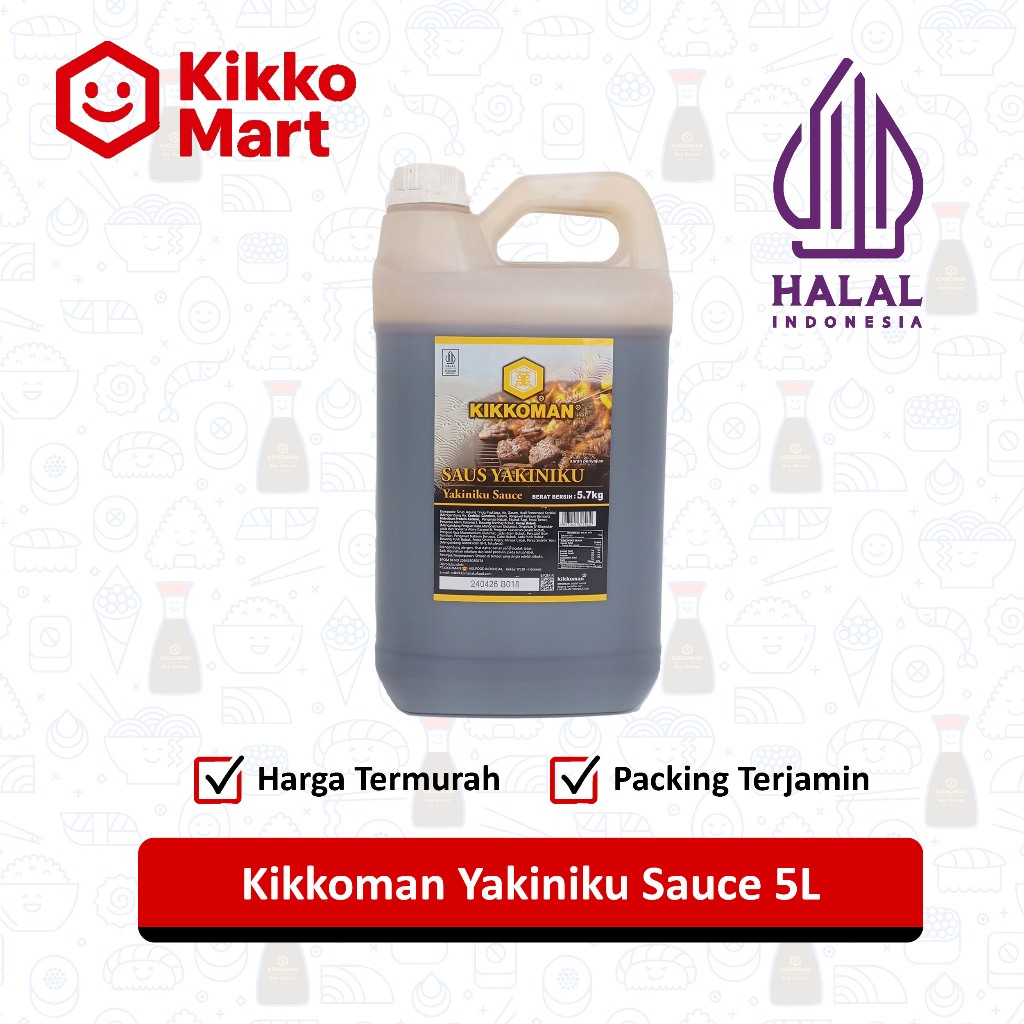 

Kikkoman Yakiniku Sauce Halal 5L / 5.7KG – Saus Yakiniku Ala Jepang Rasa Manis Gurih – Cocok untuk Daging Bakar, Rice Bowl, Ayam Panggang, Usaha F&B