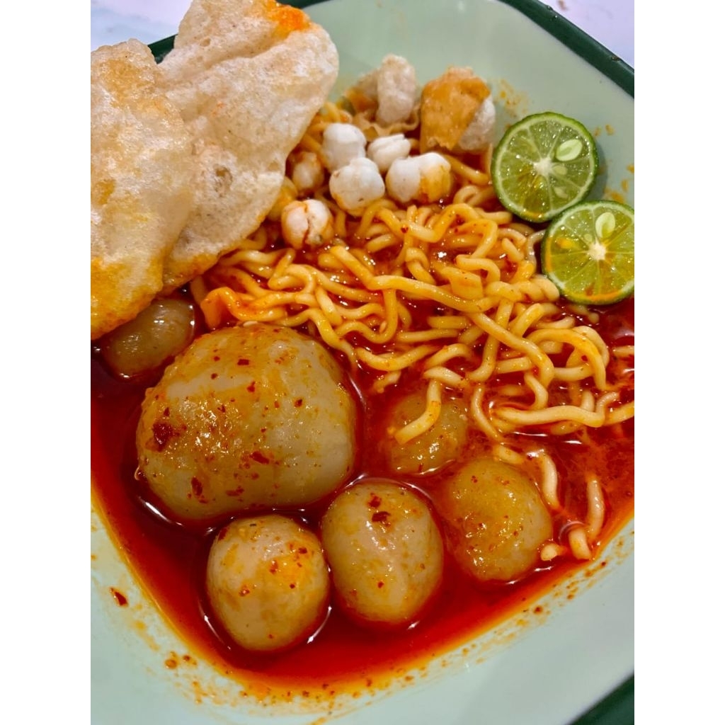 

baso aci isi ayam suwir mercon gurih pedas sunrise food spesial