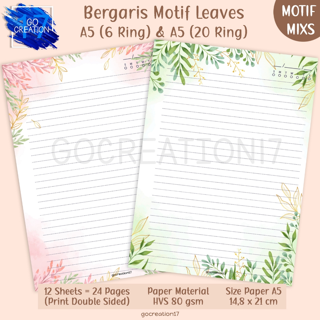 

Buku Planner Kertas Isi Binder Line Bergaris Leaves Motif A5