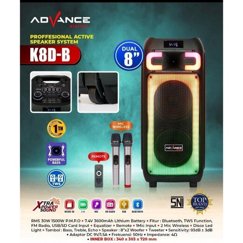 ADVANCE Professional Speaker System Dual 8", Bluetooth, USB K8D-B / K8DB