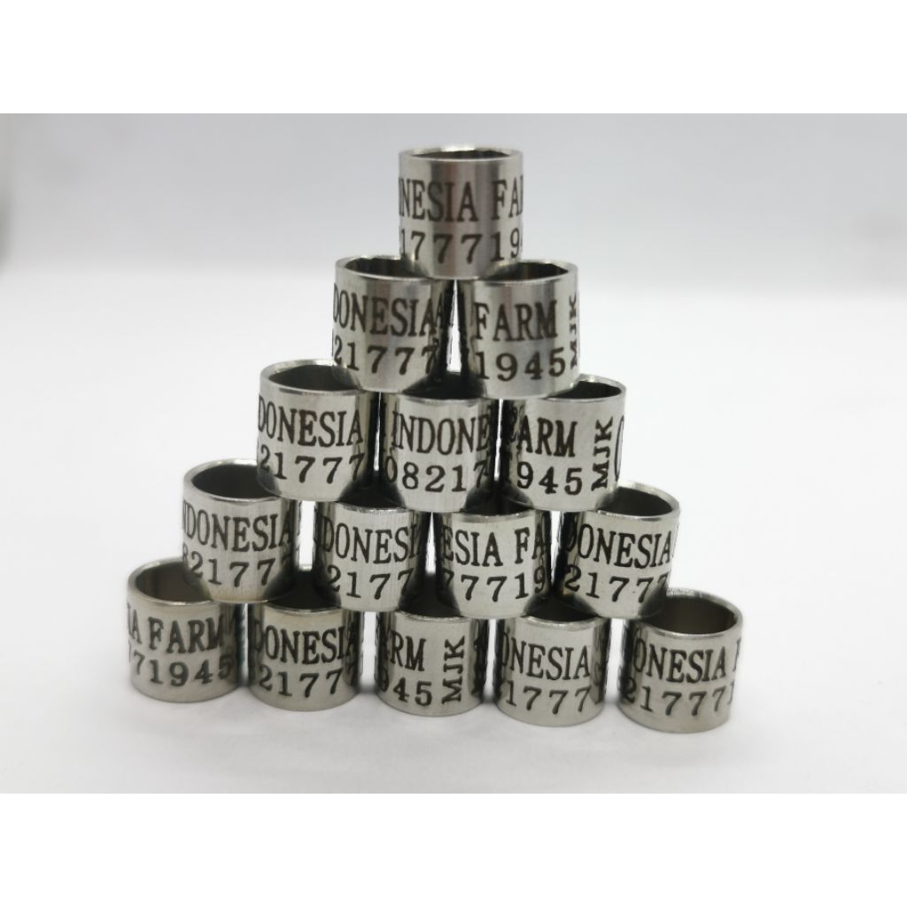 RING BURUNG | 18 BAJA LASER 1CM | CUSTOM CETAK NAMA | MERPATI | PERKUTUT | MURAI | KENARI | LOVEBIRD