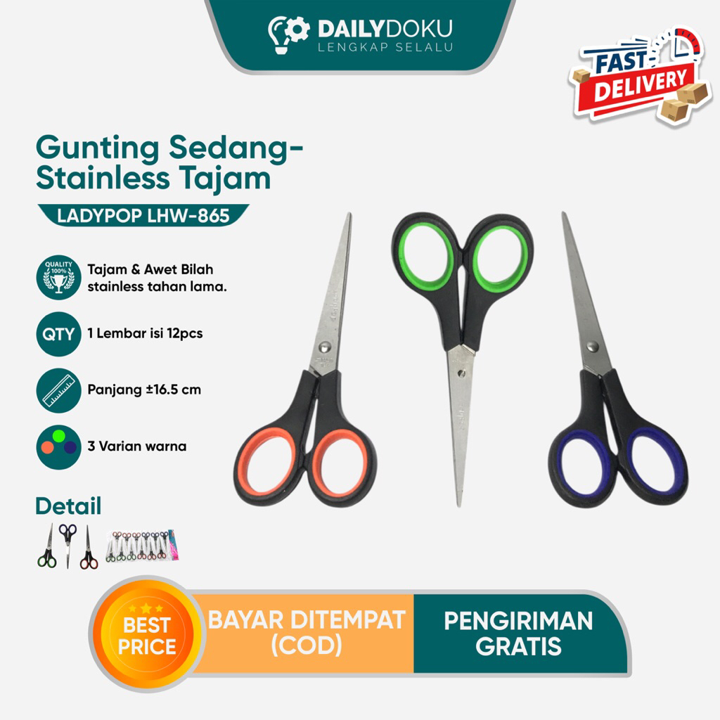 

Gunting Renceng 16.5 cm Stainless Tajam – LADYPOP LHW-865 Isi 12 pcs