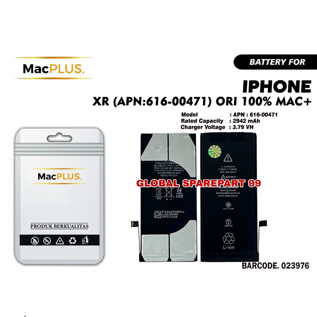 BATERAI (APN:616-00471) IPHONE XR / IP XR ORI 100% MAC+ BATERAI BATTERY BATRE