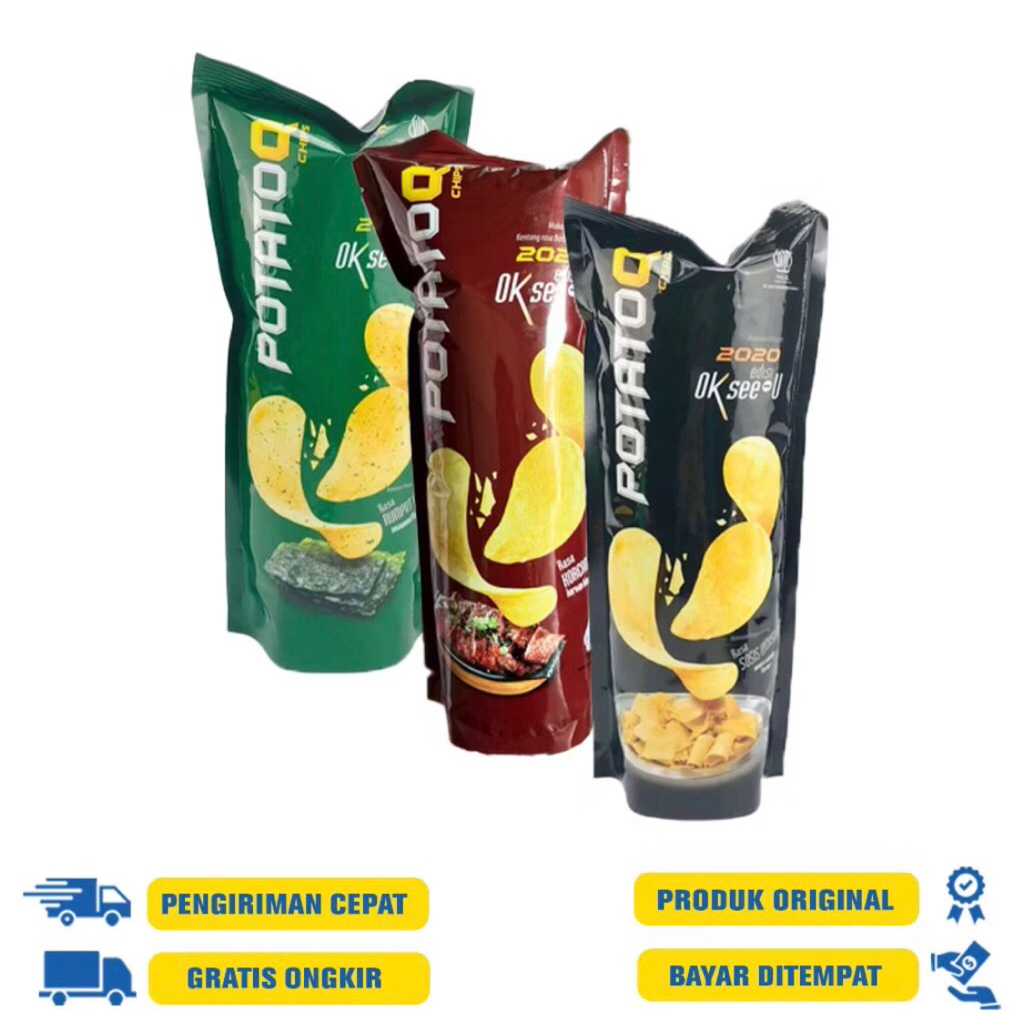 

Potato Q Chips 50gr/Kripik Kentang - Rumput Laut Ori | Rumput Laut BBQ| Rumput Laut Mexico