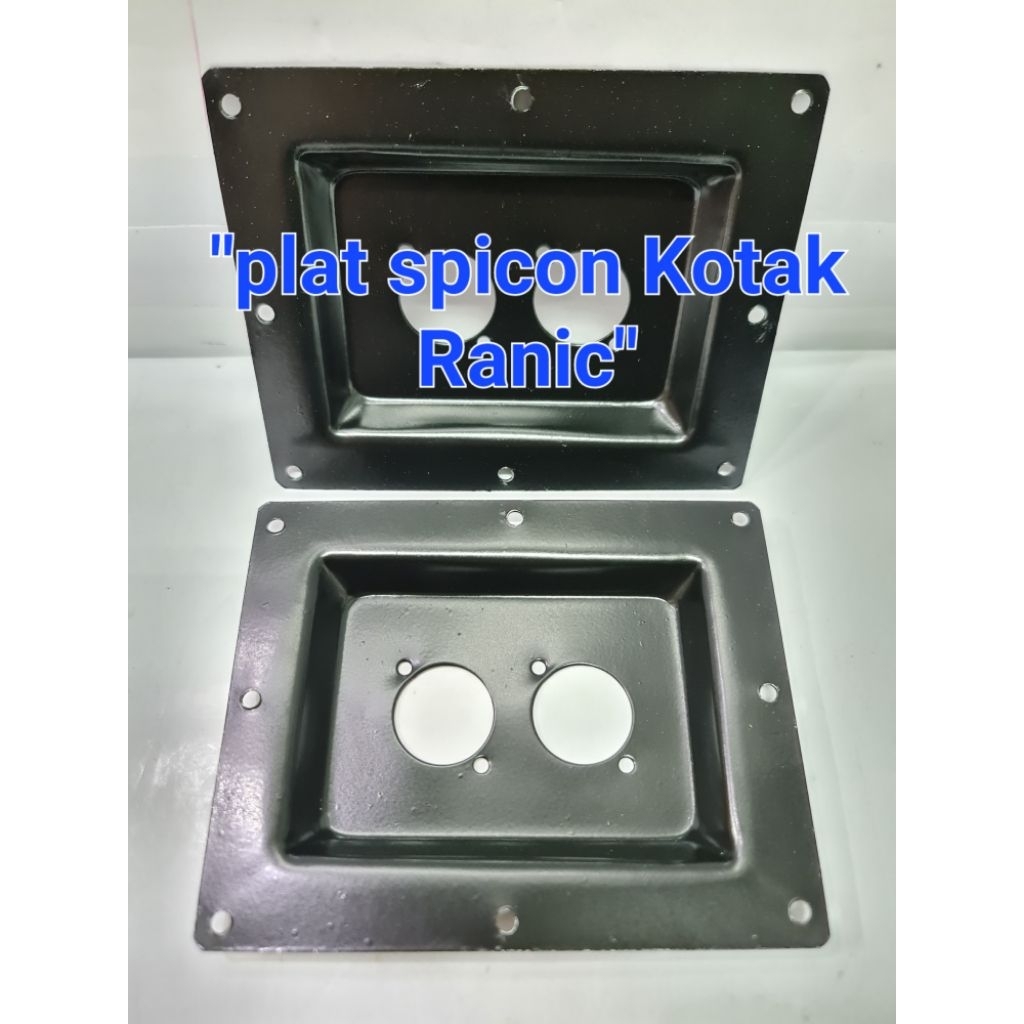 plat spikon speakon panel kotak hitam 2 lubang besi