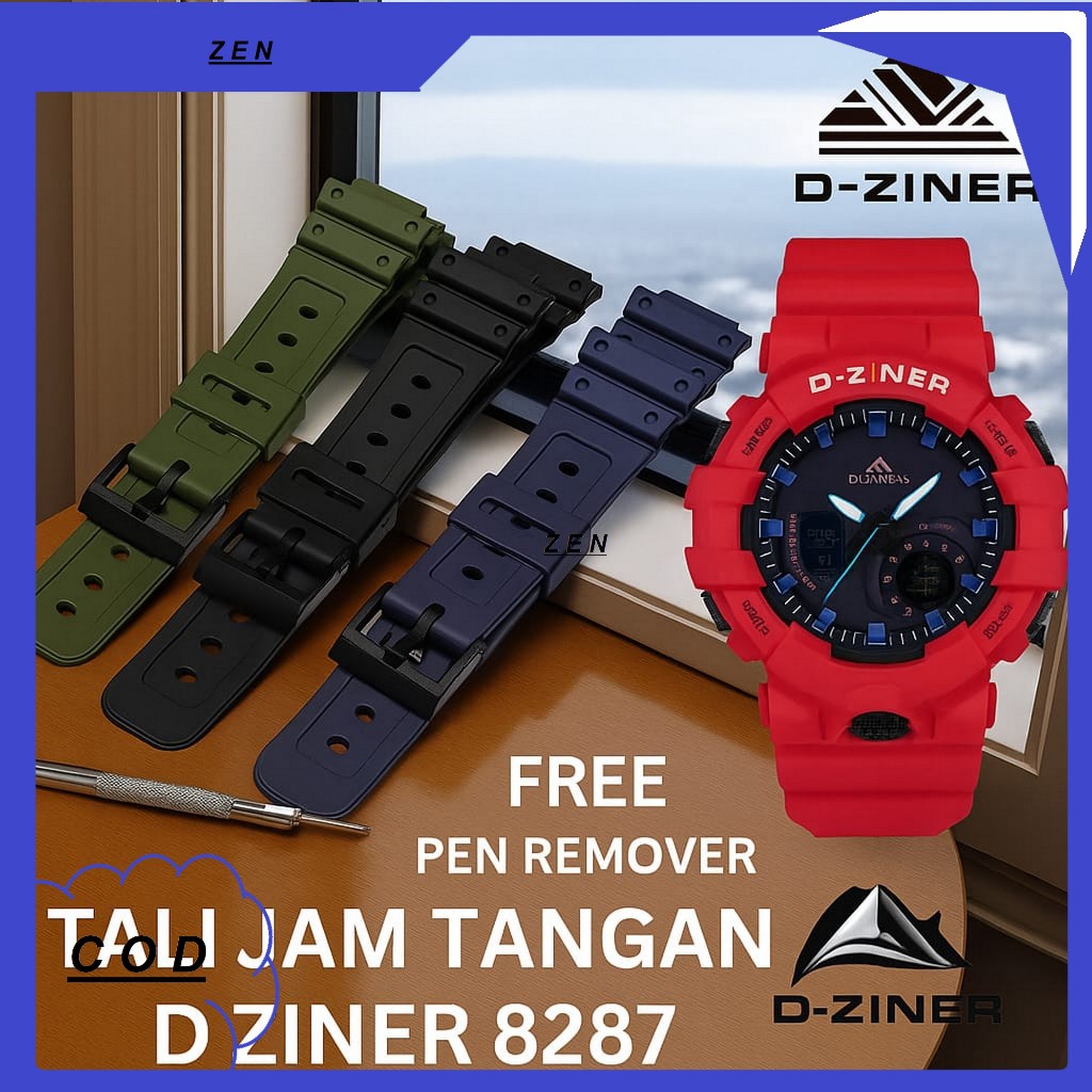 Strap Tali jam Dziner  D-Ziner 8287 DA 3119 DW 5600 Berkualitas Hitam Terbaru