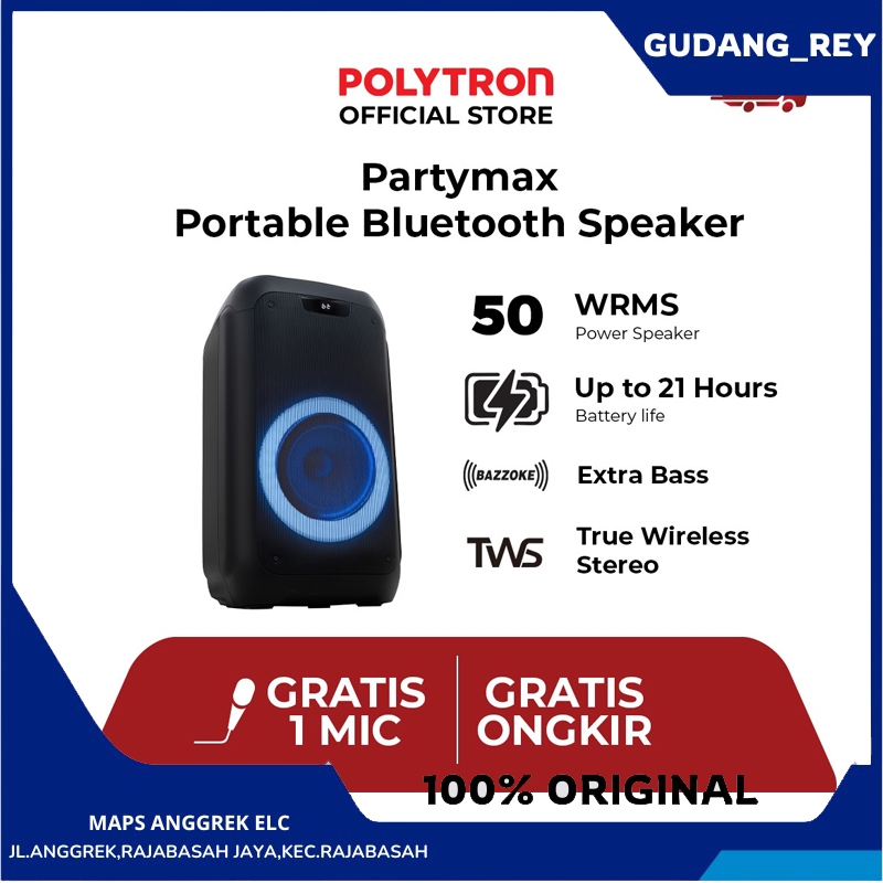 POLYTRON SPEAKER AKTIF PARTYMAX PPS-8L12 WIRELESS BLUETOOTH I SPEAKER AKTIF POLYTRON PARTY