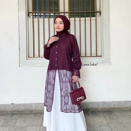 Aluna Tunik Renda Atasan Silk Kombinasi Dress Pesta Kodangan Seragam Bridesmaids