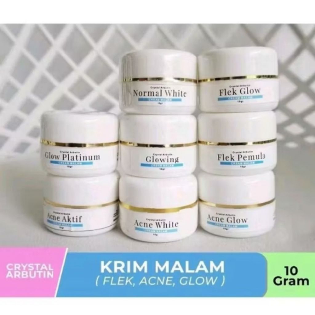 Krim Malam CA| Crystal Arbutin Segel Biru| Acne Aktif|Acne White|Acne Glow|Flek Pemula|Flek Glow|Glo