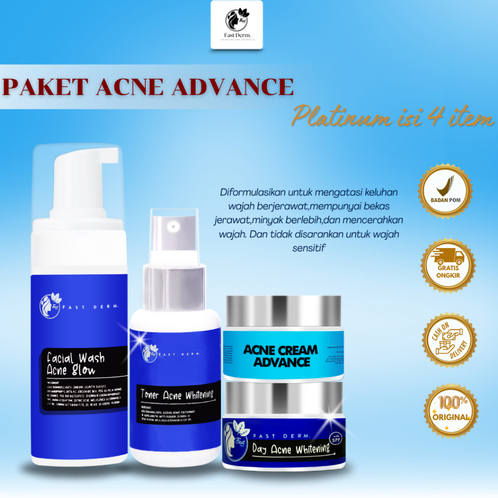 FAST DERM PAKET ACNE ADVANCE PLATINUM ISI 4