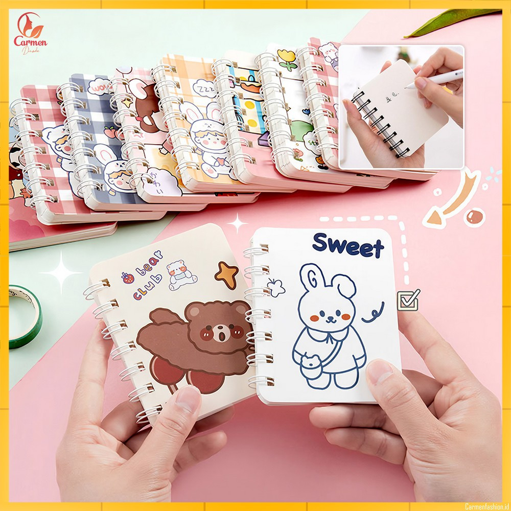 

Notebook Spiral Mini A7 80 Lembar Buku Catatan Kartun Kecil / Memo Buku Kecil Portable CF A58