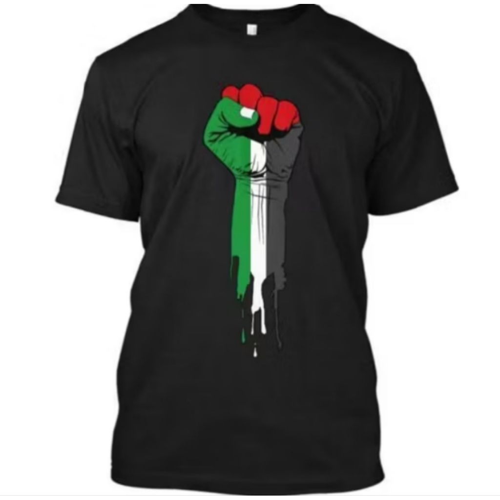 KAOS PALESTINA DESIAN GAMBAR TANGAN DEPAN MINIMALIS