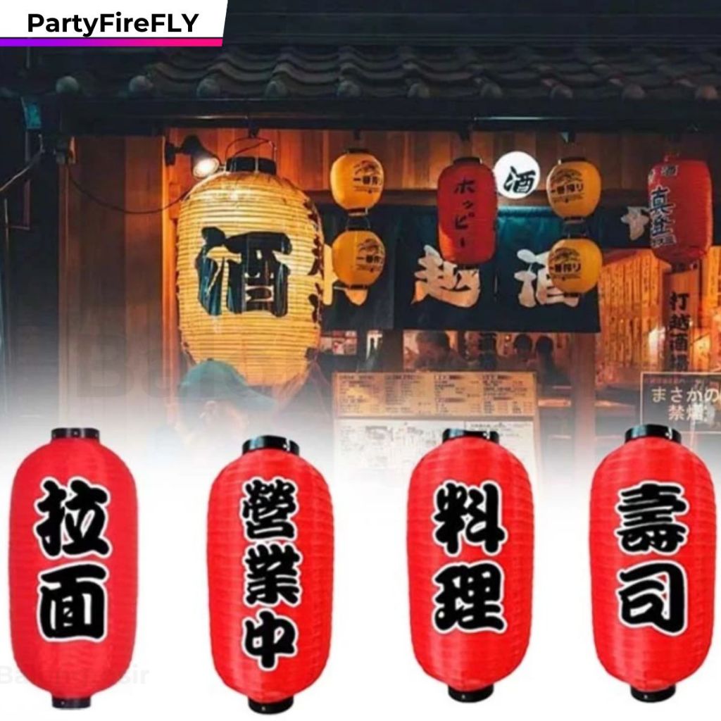 10 Inch Lampion Lonjong Lampion Lonjong Jepang Japanese Satin Lantern Lampion Jepang Merah / Lampion