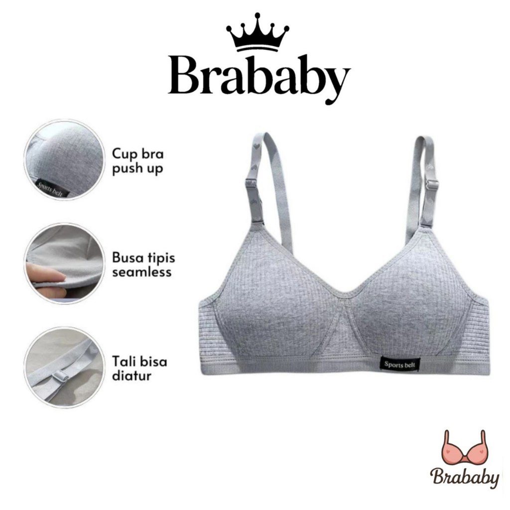 Bra Baby - sport Bra Motif Garis Motif Polos || Bra Dewasa Remaja - B215