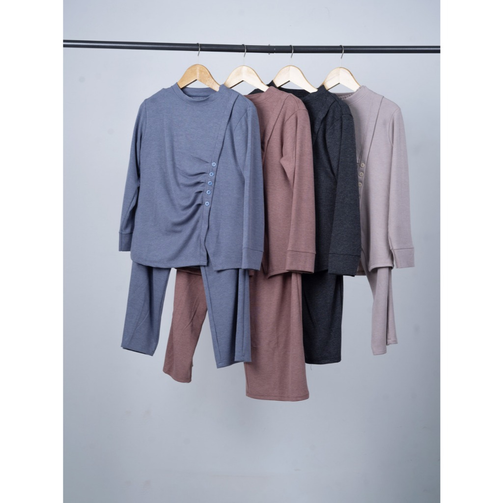 ZEEMA SET KNIT RIB PREMIUM - one set Baju dan Celana Set KNIT Rib Premium untuk Penampilan Anda