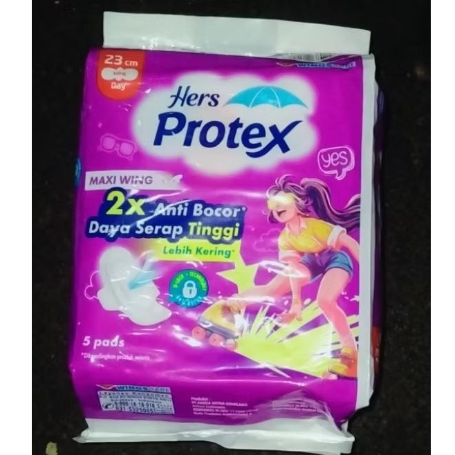 Hers Protex Maxi Wing Ungu 23cm (isi 5 pads) - Pembalut Wanita Bersayap