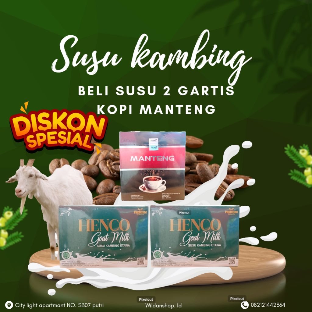 

HENCO susu kambing etawa PROMO BIG SEL!!!! dapet Bonus kopi manteng 1