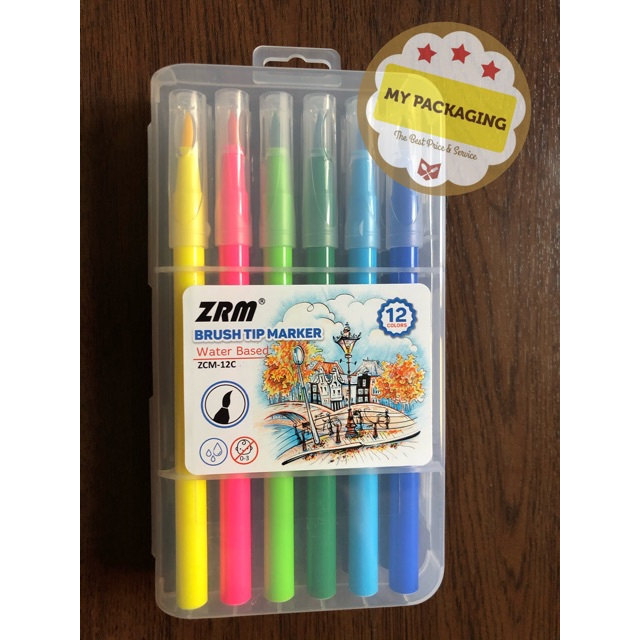 

ZRM Brush Tip Markers 12 Colors Spidol
