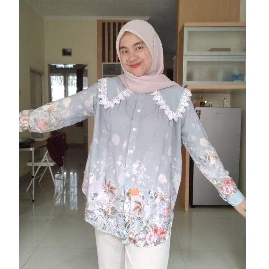 ATASAN KEMEJA BLOUSE SILK KERAH SAILOR