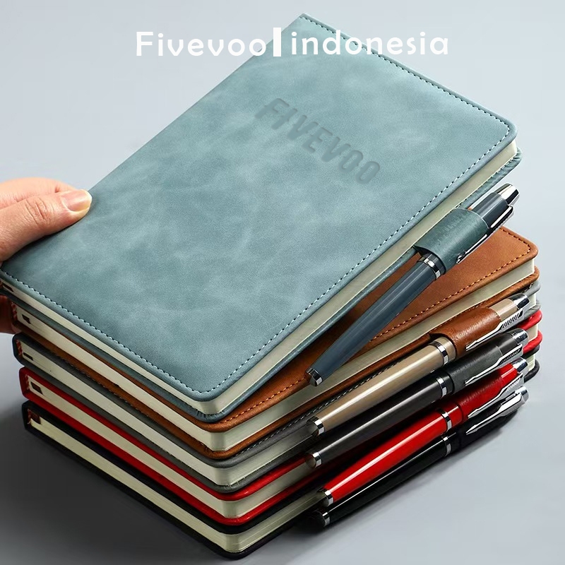 

FIVEVOO Meeting Planner / Notebook Kulit 100/180 Lembar / Cover Binder Diary Kulit/ Notebook kerja