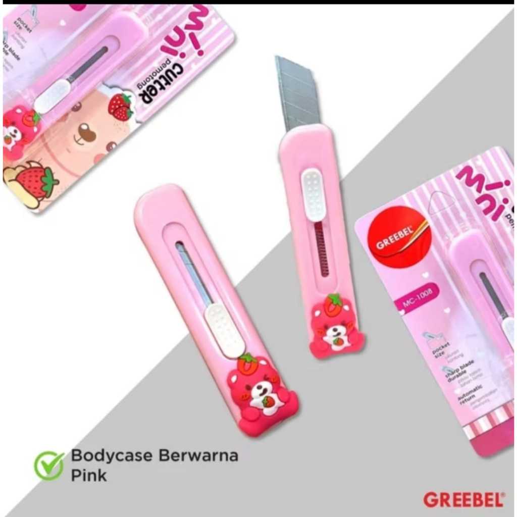 

CUTTER MINI CUTTER LUCU CUTTER PINK GREEBEL MC-1008 TERMURAH GROSIR 24PCS