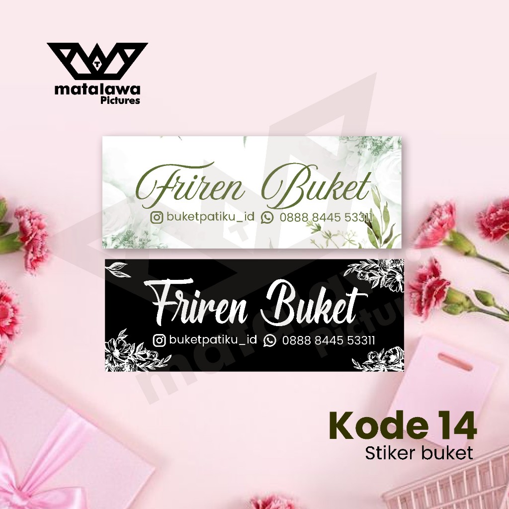 

COD Stiker Buket Bunga Bouquet Flower Label Sticker Buqet Bucket Murah Costum desain 14