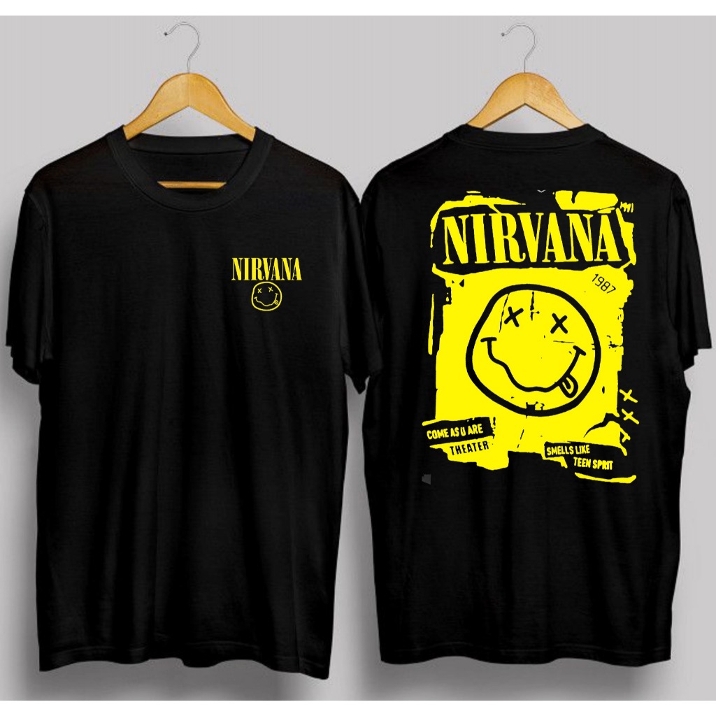 Kaos Nirvana Hitam smile black band nirvana
