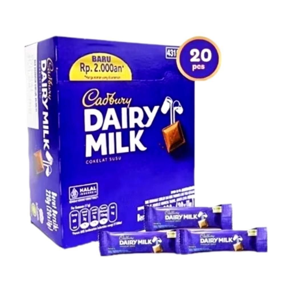 

Cadbury Dairy Milk Cokelat Susu 11g (1 box/20 pcs)