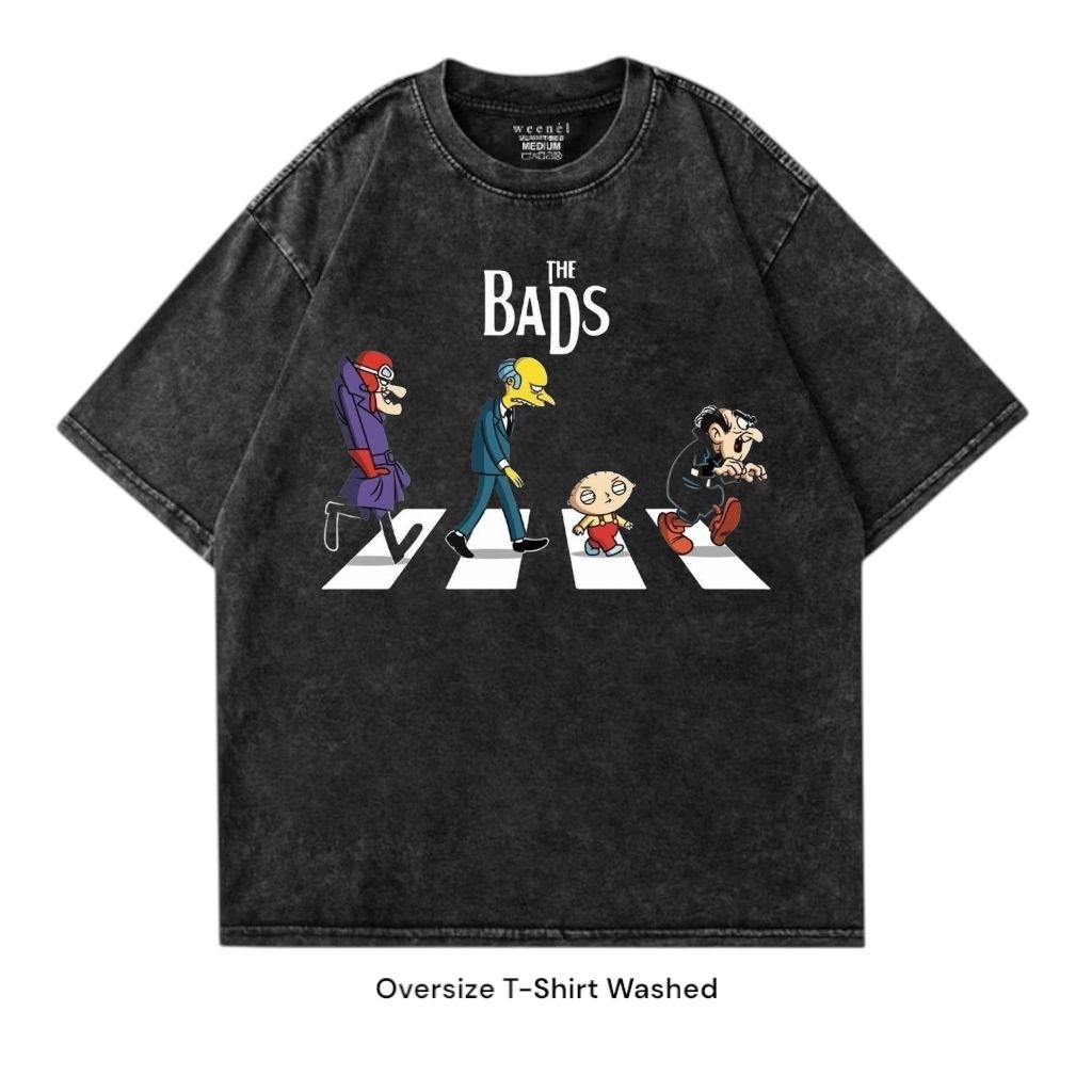 T Shirt Stonewashed Oversize | Kaos Polos Washed Oversize Unisex - The Bads Vintage Tee