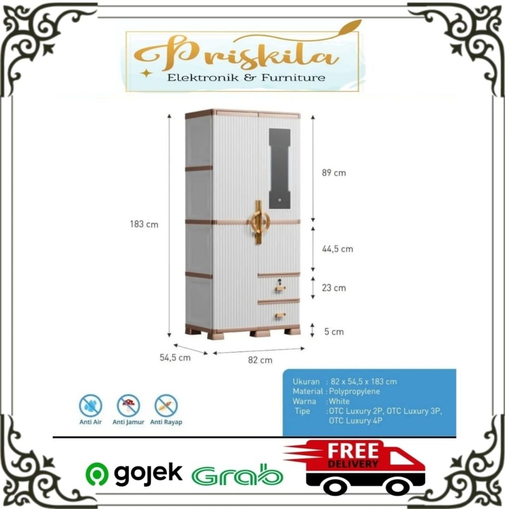 LEMARI PAKAIAN 2 PINTU / 3 PINTU / 4 PINTU OTC LUXURY MODERN OLYMPLAST / TOKO PRISKILA ELEKTRONIK & 