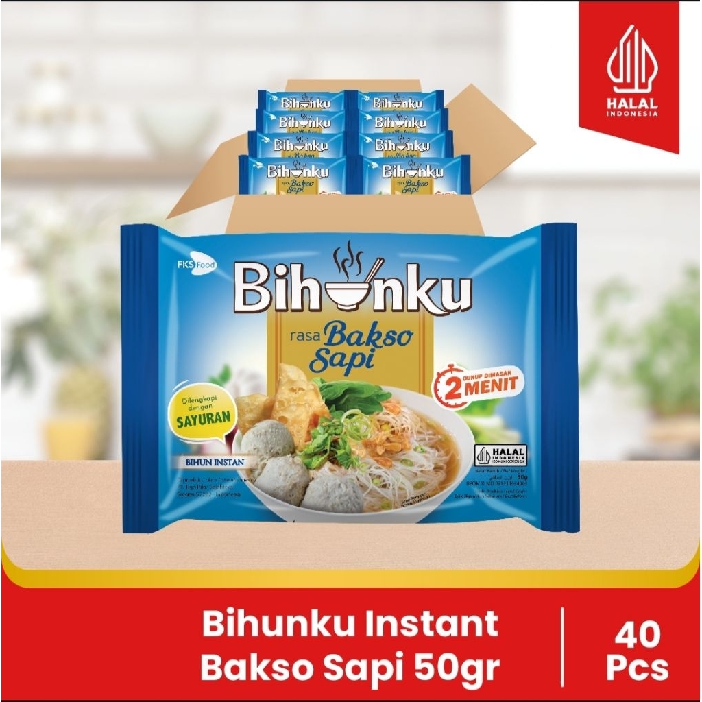 

Bihunku Instan - Bakso - 1 Karton - 40 Pcs - 50gr