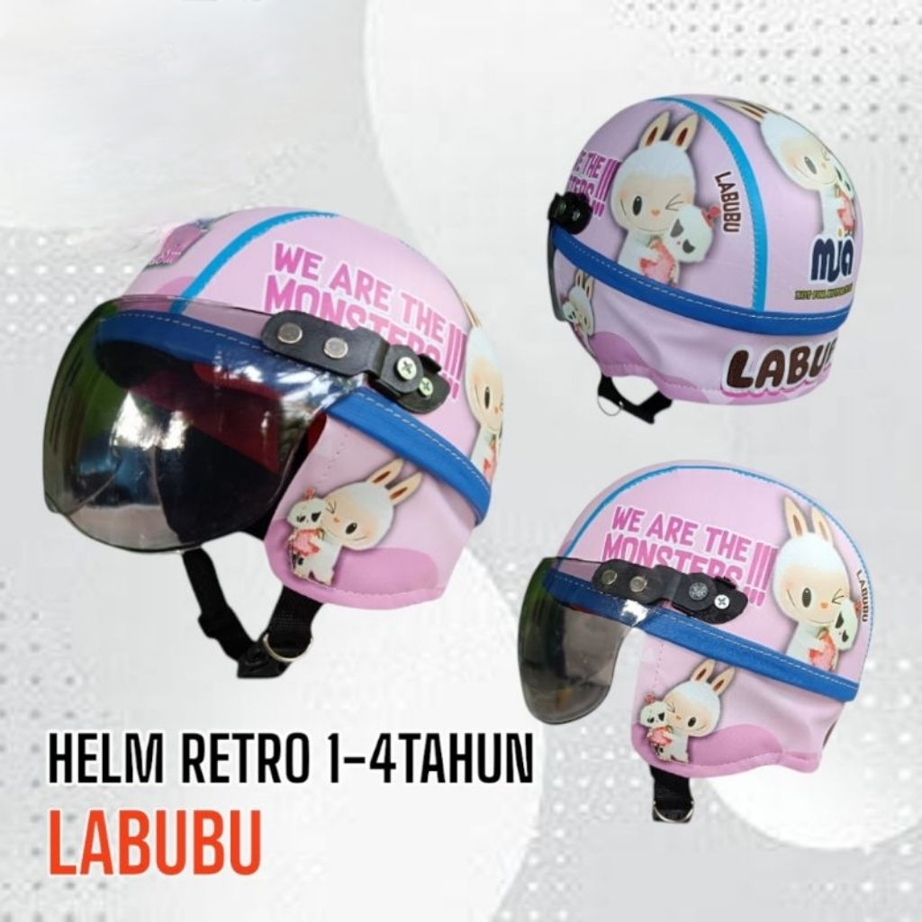 HELM ANAK RETRO/SINCHAN USIA 1-4 TAHUN KULITAN FULL MOTIF