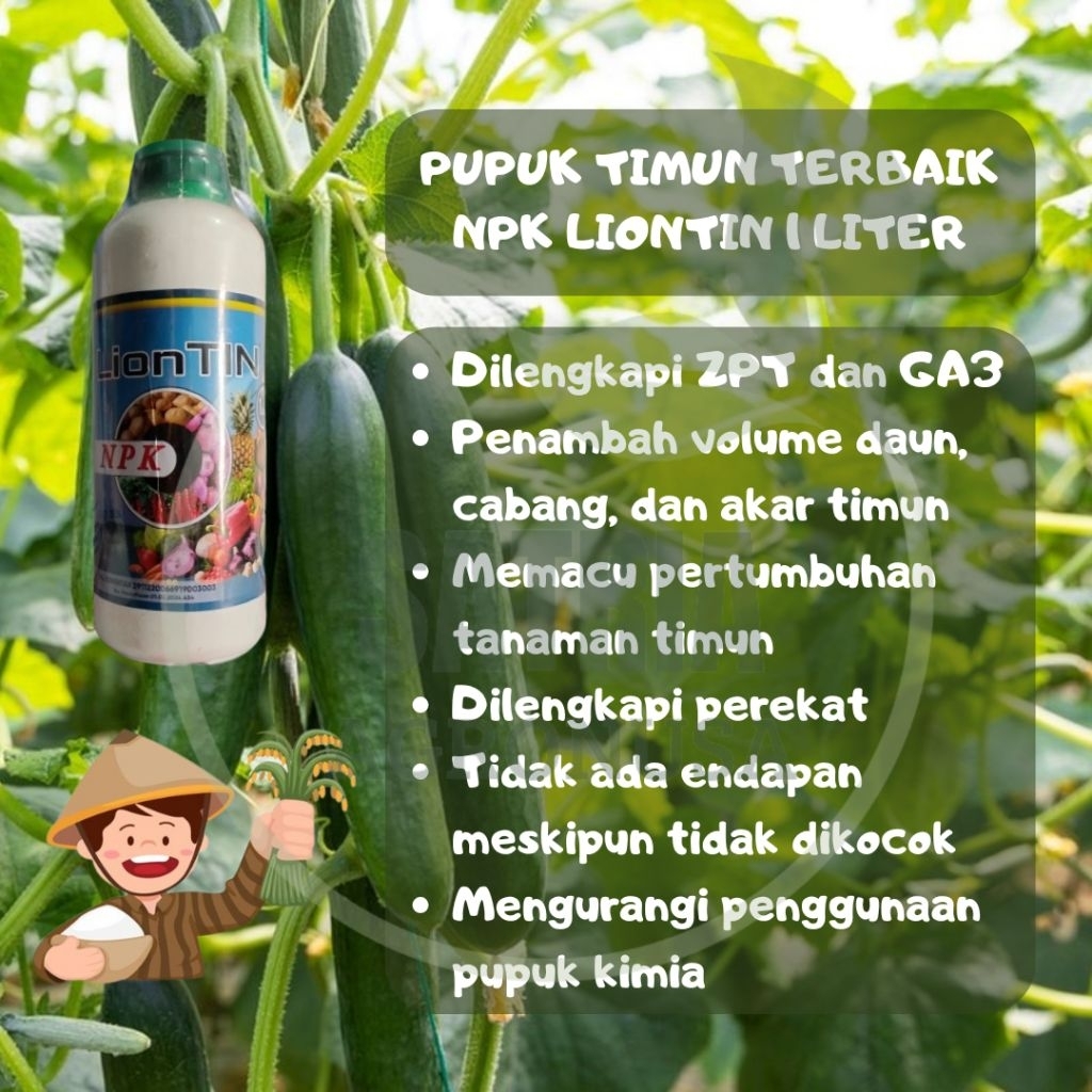 PUPUK NPK LIONTIN 1 LT / PUPUK CAIR PENAMBAH HASIL PANEN MENTIMUN