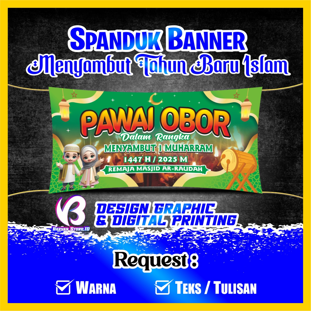 Spanduk Banner Menyambut Tahun Baru Islam Pawai Obor Anak Lucu